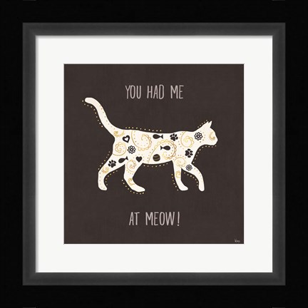 Framed Otomi Cats IV Dark Neutral Print