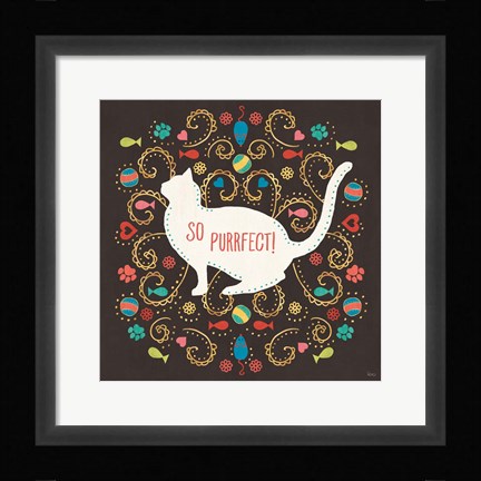 Framed Otomi Cats III Dark Print