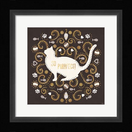Framed Otomi Cats III Dark Neutral Print