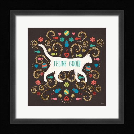 Framed Otomi Cats II Dark Print