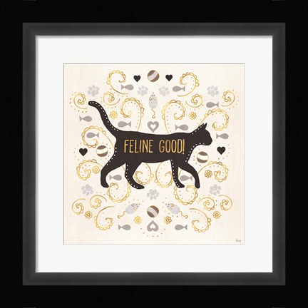Framed Otomi Cats II Neutral Print