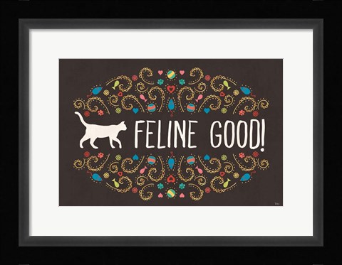 Framed Otomi Cats I Dark Print