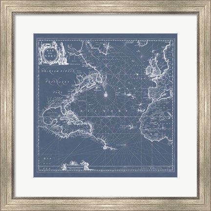 Framed Mar del Nort Blueprint Print