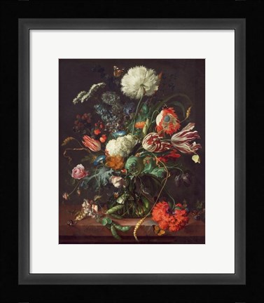 Framed Jan Davidsz de Heem, Vase of Flowers Print