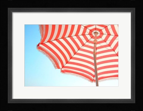 Framed Beach Umbrella and Sky Print