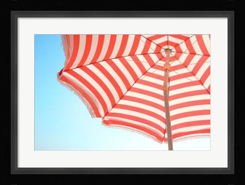 Framed Beach Umbrella and Sky Print
