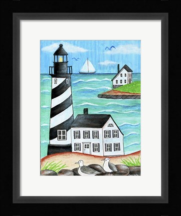 Framed Lighthouse Beach Print