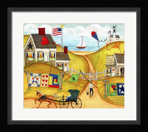 Framed Oceanside Kite Quilt Maker Print
