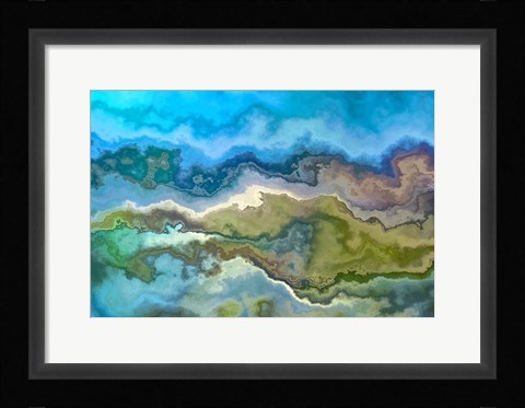 Framed Wavescape Blue And Green Print