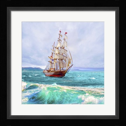 Framed Sailing The Ocean Print