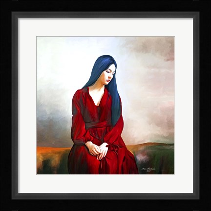 Framed Lady In Red 4 Print
