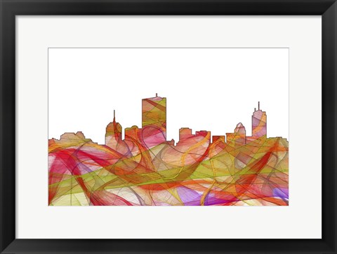 Framed Boston Mas .Skyline -Summer Swirl Print