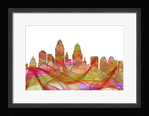 Framed Cincinnati Ohio Skyline - Summer Swirl Print