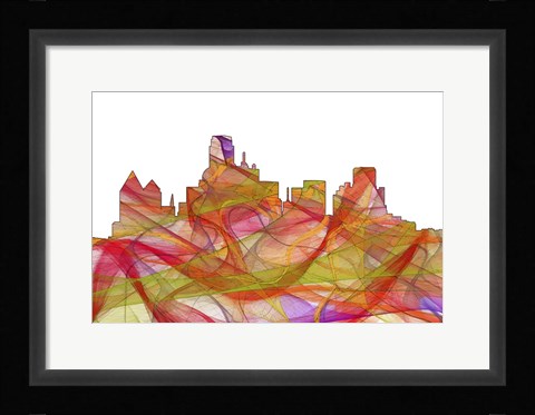 Framed Dallas Texas Skyline - Summer Swirl Print