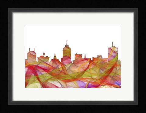 Framed Fresno California Skyline. - Summer Swirl Print