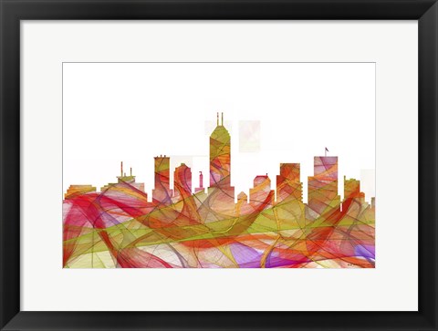 Framed Indiana Indianapolis Skyline - Summer Swirl Print