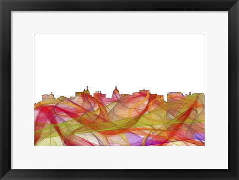 Framed Madison Wisconsin Skyline - Summer Swirl Print