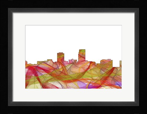 Framed Omaha Nebraska Skyline-Summer Swirl Print