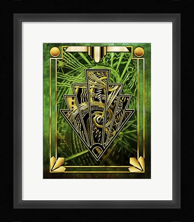 Framed Emerald Green Chevron Print