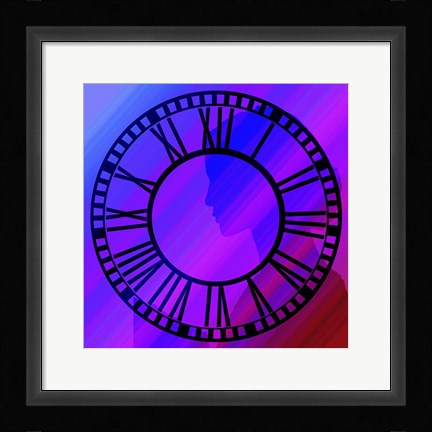 Framed Clock Face on Purple Print
