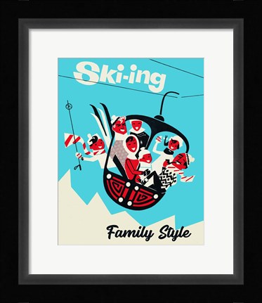 Framed Skiing Family Style Print