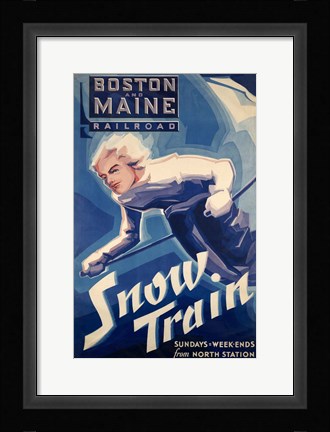 Framed Winter Rail for Skiing Print