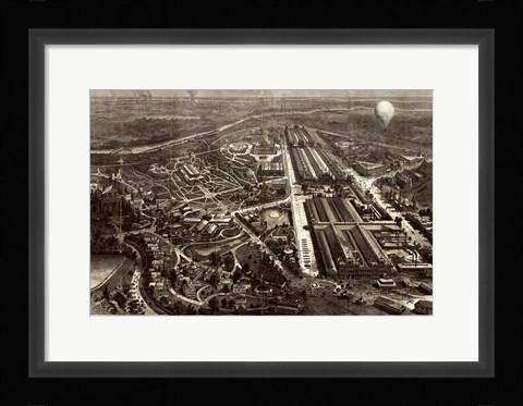 Framed Birdseye Map Of The Centennial Exhibition At Philadelphia In 1876 Print