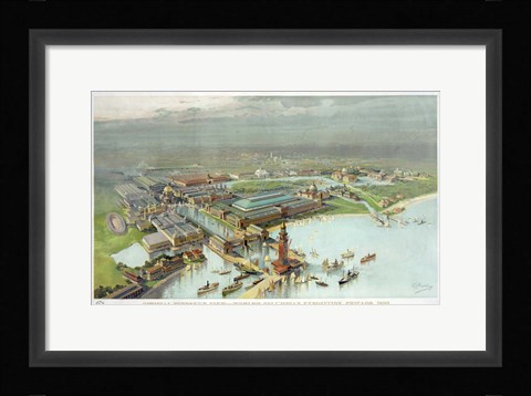 Framed Official Birdseye View World's Columbian Exposition, Chicago 1893 Print