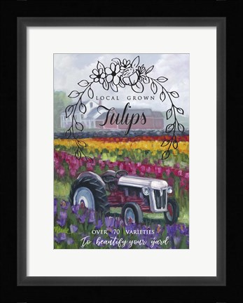 Framed Tractoring Through The Tulips 1 Print