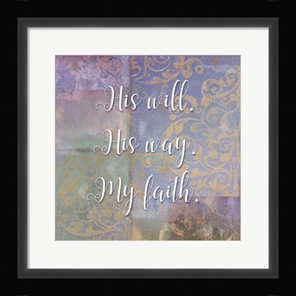Framed Damask Faith I Print