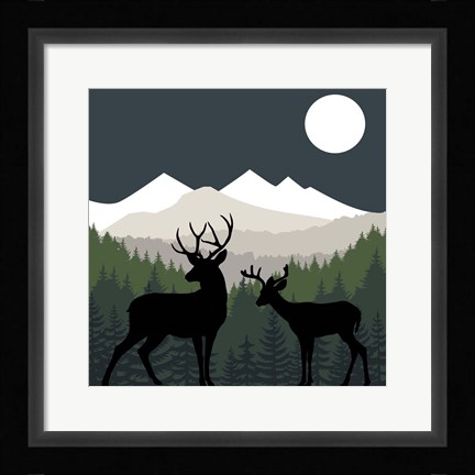 Framed Deer Path Moon Print