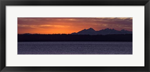 Framed Olympic Mountain Sunset Print