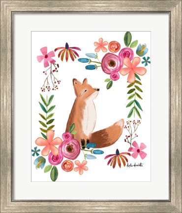 Framed Floral Fox Print