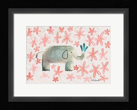 Framed Floral Elephant Print