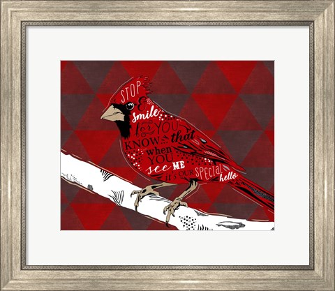Framed Cardinal Hello Red Print
