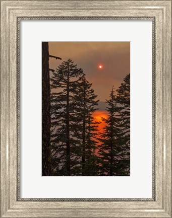 Framed Smokey Sunset - Crater Lake Print