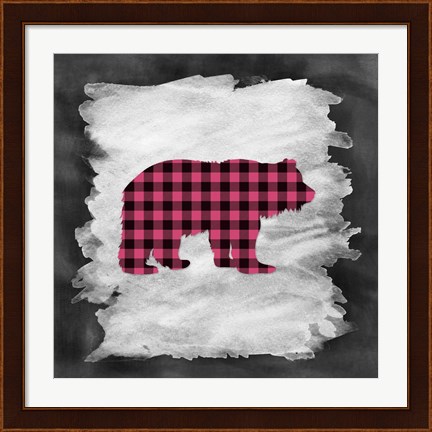 Framed Pink Plaid Bear Print