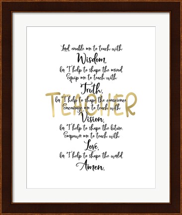 Framed Teacher Prayer Print