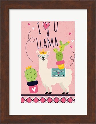 Framed I Love You a Llama Print