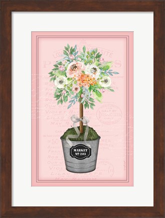 Framed Floral Topiary II - Pink Print