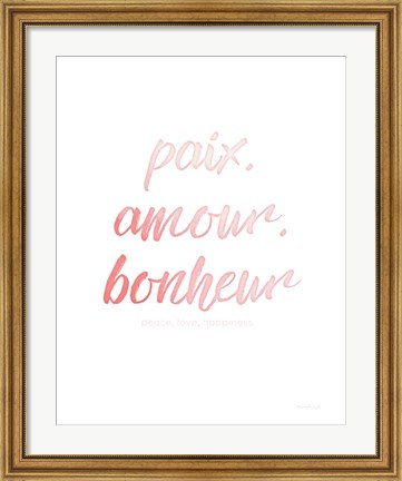 Framed Paix Amour Bonheur Print