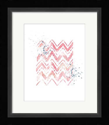 Framed Pink Geometric Zig Zag Print