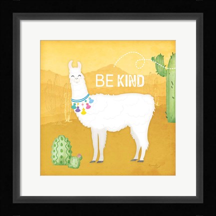Framed Be Kind Llama Print