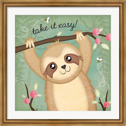 Framed Take It Easy Sloth Print