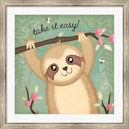 Framed Take It Easy Sloth Print