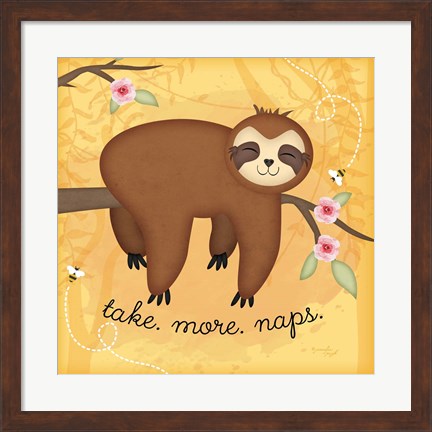 Framed Take More Naps Sloth Print