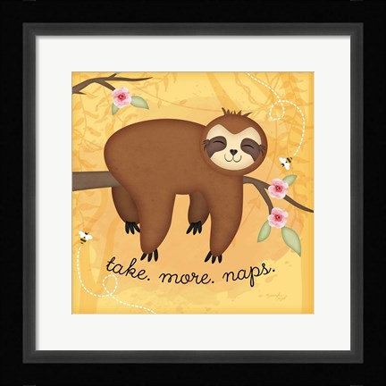 Framed Take More Naps Sloth Print