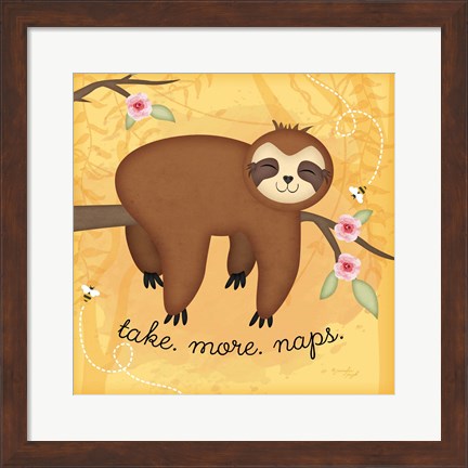 Framed Take More Naps Sloth Print