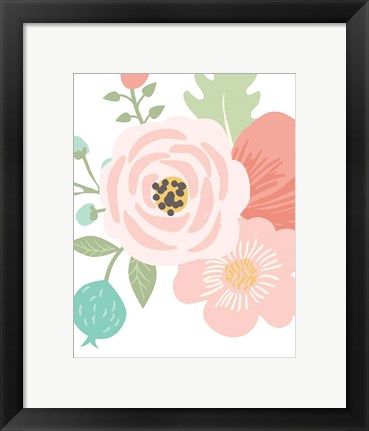 Framed Pastel Floral Bouquet I Print