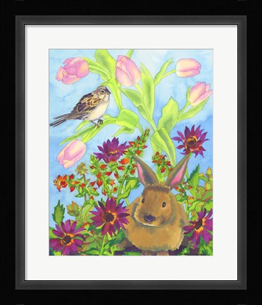 Framed Bunny and Sparrow Print
